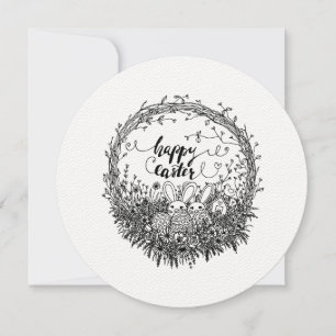 Happy Easter Floral Wreath Art