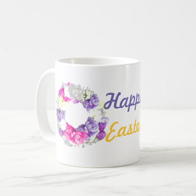 Happy Easter Floral Wreath Mug (Front Left)