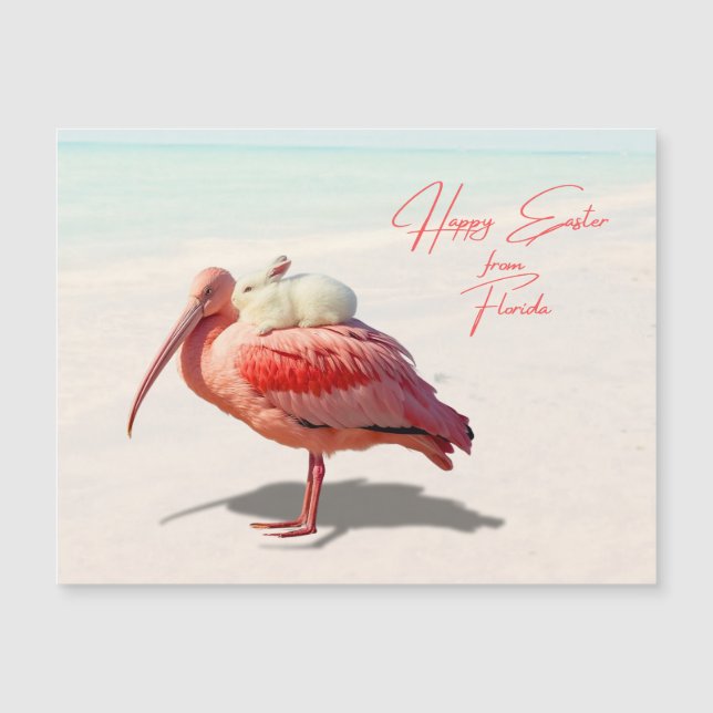 Happy Easter Florida Roseate Spoonbill and Bunny (Front)