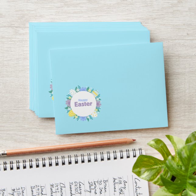Happy Easter Flowers and Eggs  Envelope (Stacked)
