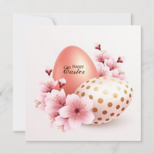 Happy Easter flowers and eggs Holiday Card (Front)