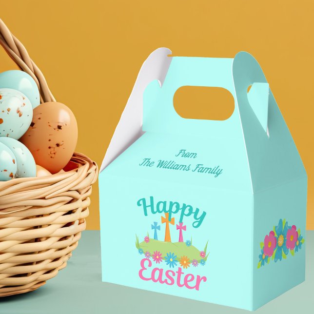 Happy Easter Flowers Crosses Pretty Religious Favour Box (Creator Uploaded)