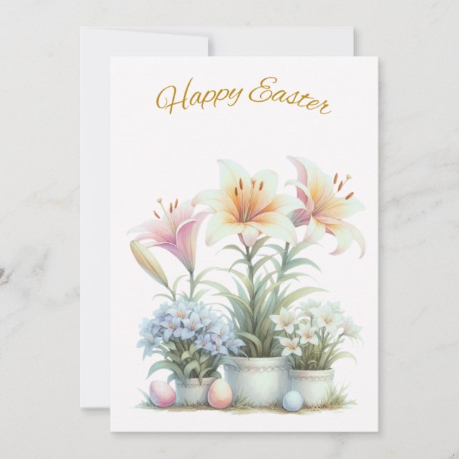 Happy Easter Flowers Easter Card (Front)