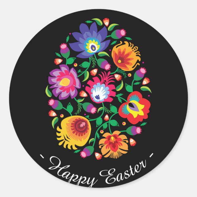 😍 Happy Easter (folklore)  customisable  Classic Round Sticker (Front)