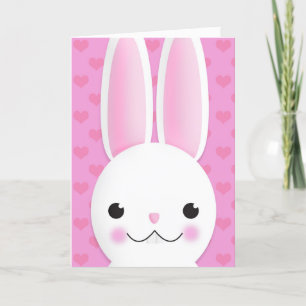 Happy Easter For Anyone Bunny Face With Hearts Holiday Card