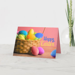 Happy Easter For Anyone Colourful Basket of Eggs  Holiday Card
