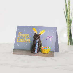 Happy Easter For Anyone Cute Cat in Bunny Ears  Holiday Card