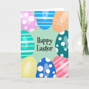 Happy Easter For Anyone Decorated Easter Eggs Holiday Card
