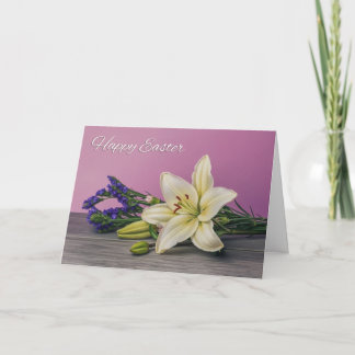 Happy Easter For Anyone Lily Flowers Painting Holiday Card