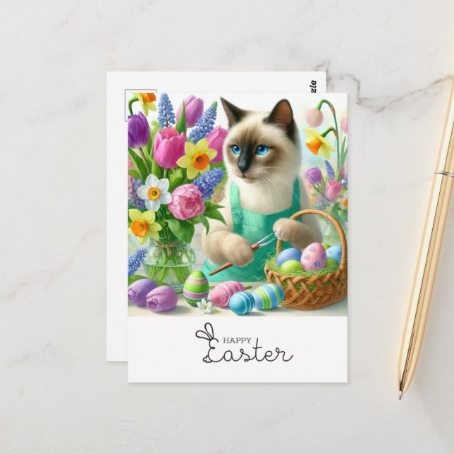 Happy Easter for Cat Lovers egg hunters Postcard (Front/Back In Situ)