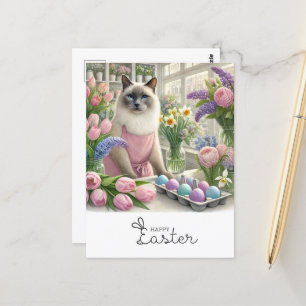 Happy Easter for Cat Lovers in Florist Postcard