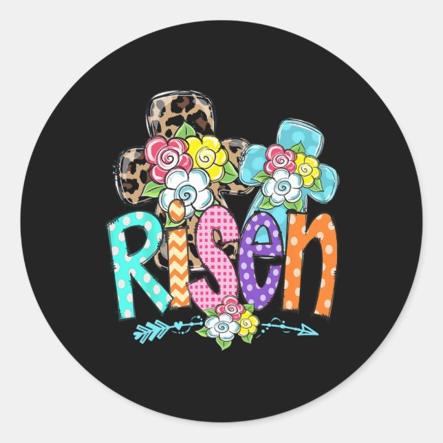 Happy Easter For Christian Girls Mum He Is Risen L Classic Round Sticker (Front)