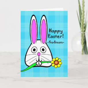 Happy Easter for Godmom Cute Rabbit with Flower Holiday Card