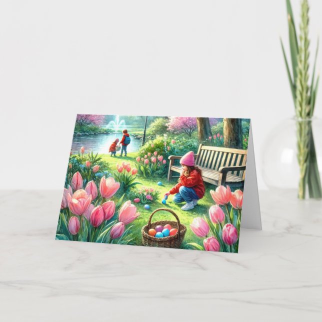 Happy Easter for Kids Folded Greeting Card (Front)