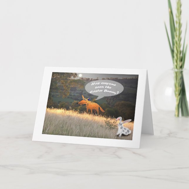 Happy Easter, Fox and Easter bunny, humour Holiday Card (Front)