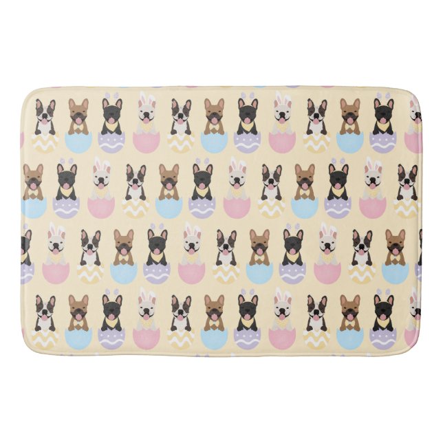Happy Easter French Bulldog Pattern Bath Mat (Front)