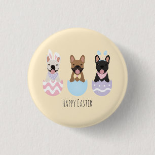Happy Easter French Bulldogs 3 Cm Round Badge