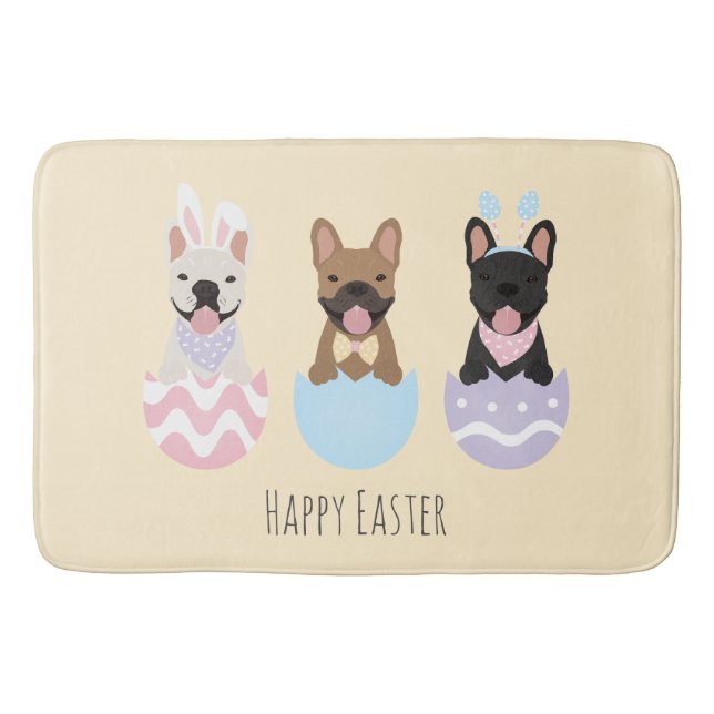 Happy Easter French Bulldogs Bath Mat (Front)
