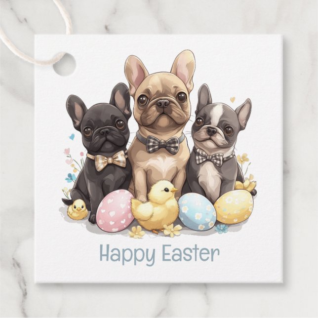 Happy Easter French Bulldogs Favour Tags (Front)