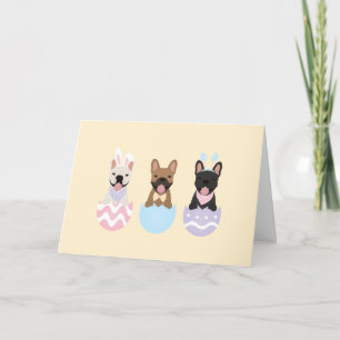 Happy Easter French Bulldogs Holiday Card