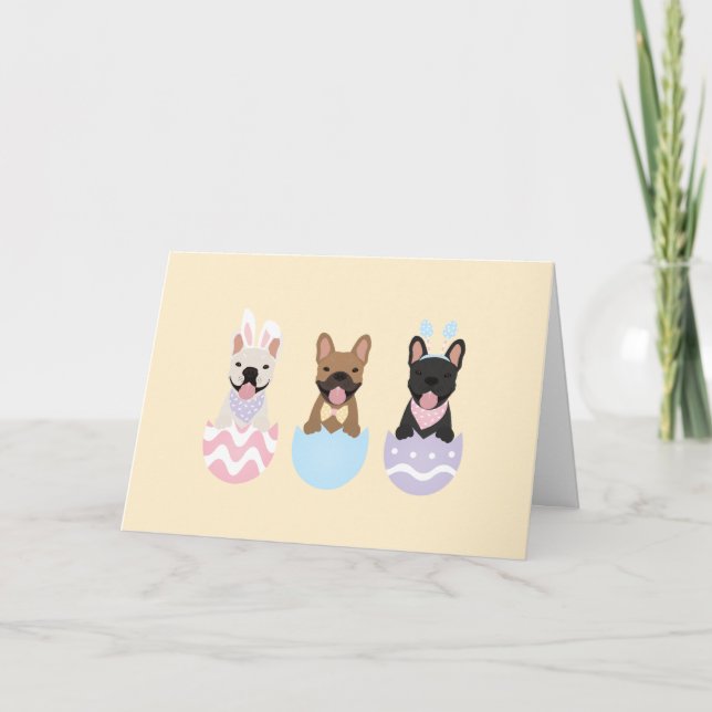 Happy Easter French Bulldogs Holiday Card (Front)