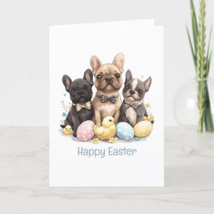 Happy Easter French Bulldogs Holiday Card