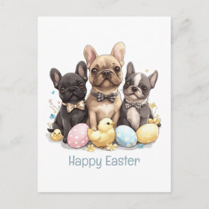 Happy Easter French Bulldogs Holiday Postcard