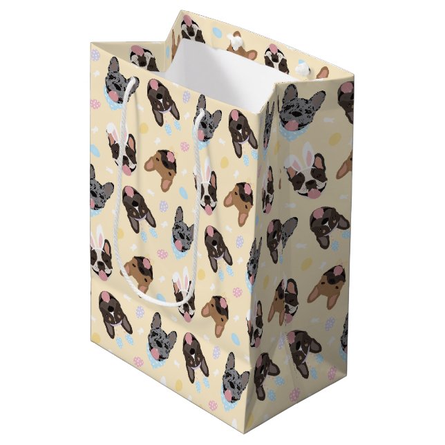 Happy Easter French Bulldogs Medium Gift Bag (Front Angled)
