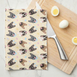 Happy Easter French Bulldogs Tea Towel