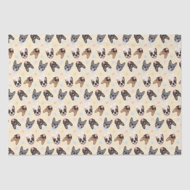 Happy Easter French Bulldogs Tissue Paper (Front)