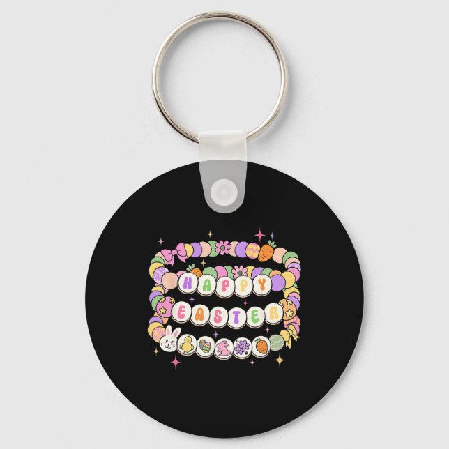 Happy Easter Friendship Bracelet Easter Bunny Egg  Key Ring (Front)