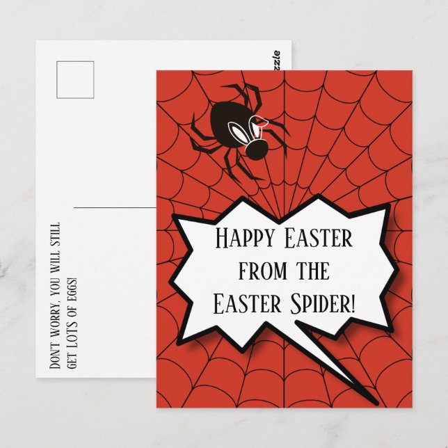 Happy Easter from Easter Spider lots of Eggs Postcard (Front/Back)