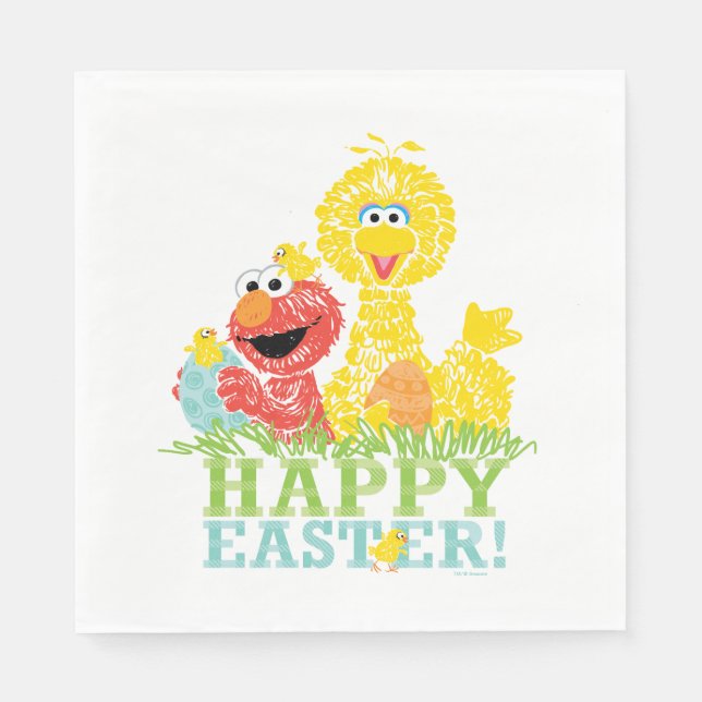 Happy Easter from Elmo & Big Bird Napkin (Front)