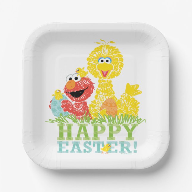 Happy Easter from Elmo & Big Bird Paper Plate (Front)