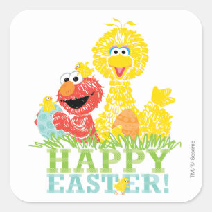 Happy Easter from Elmo & Big Bird Square Sticker