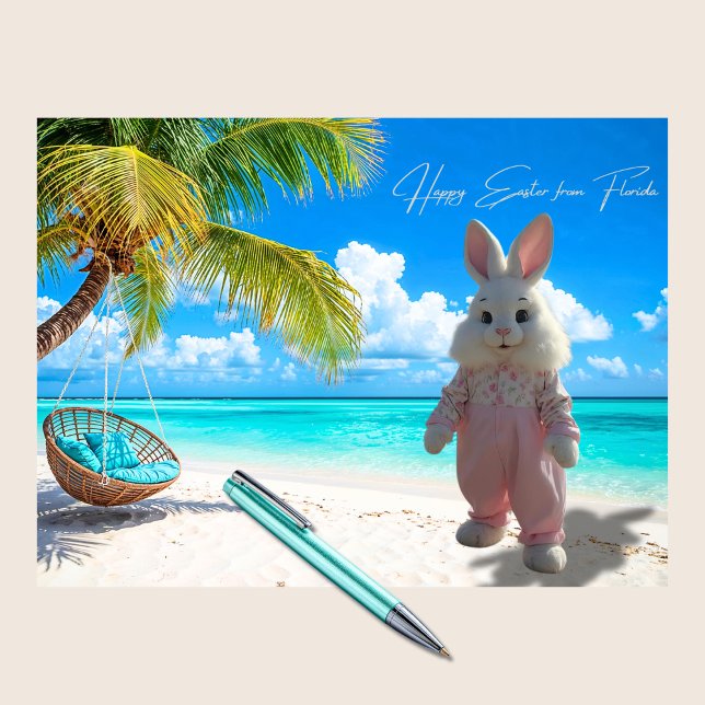 Happy Easter from Florida Beach with Easter Bunny Holiday Card (Creator Uploaded)