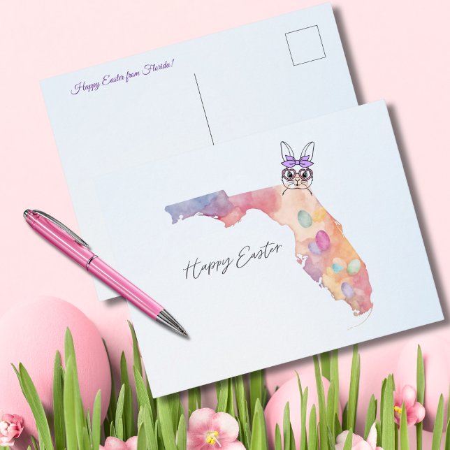 Happy Easter from Florida Pastel Eggs and Bunny Holiday Postcard (Creator Uploaded)
