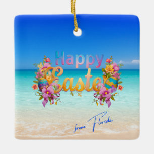 Happy Easter from Florida Tropical Beach Ceramic Ornament