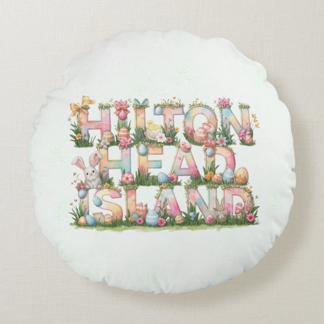 Happy Easter from Hilton Head Island Round Cushion (Front)