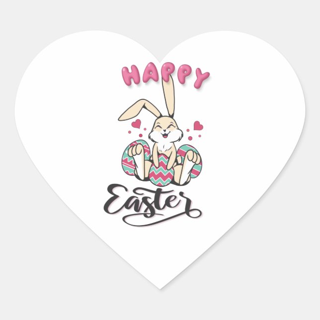 Happy Easter from lovely Easter Bunny Heart Sticker (Front)