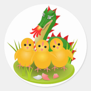 Happy Easter from three chicks and Dragon of Mons Classic Round Sticker