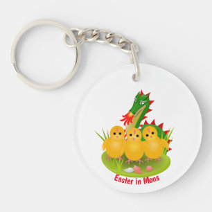 Happy Easter from three chicks and Dragon of Mons Key Ring