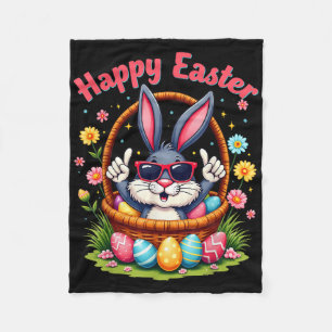Happy Easter Funny 4_20 Day Easter Bunny Rabbit Me Fleece Blanket