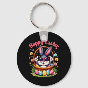 Happy Easter Funny 4_20 Day Easter Bunny Rabbit Me Key Ring