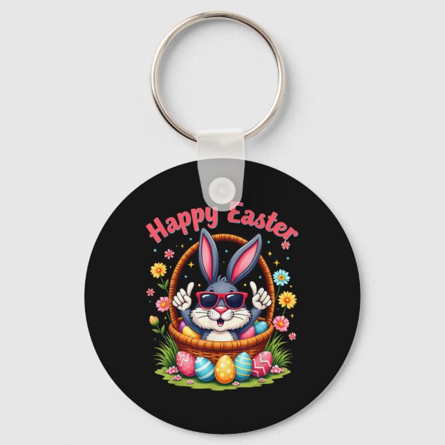 Happy Easter Funny 4_20 Day Easter Bunny Rabbit Me Key Ring (Front)