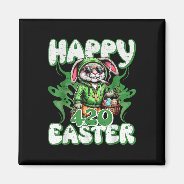Happy Easter Funny 4_20 Day Easter Bunny Rabbit Me Magnet (Front)