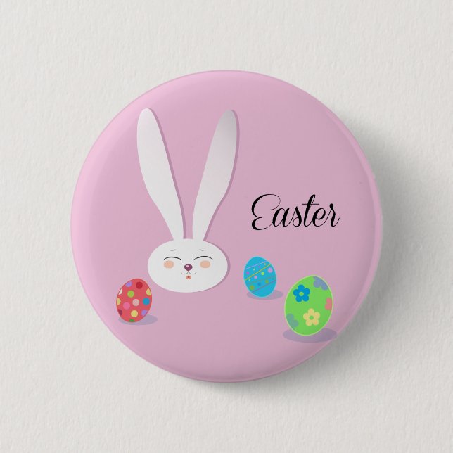 Happy Easter Funny Bunny 6 Cm Round Badge (Front)