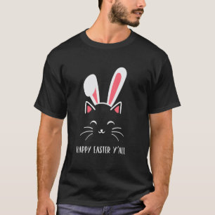 Happy Easter Funny Bunny Ears Cat Face Easter T-Shirt