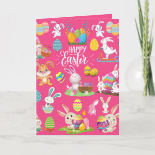 Happy Easter ,Funny Bunny Wishes And Colorful  Card