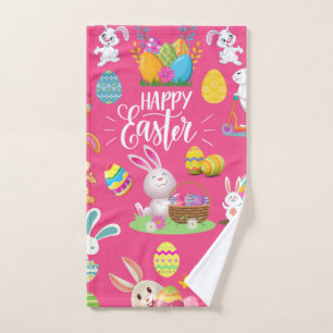 Happy Easter ,Funny Bunny Wishes And Colorful  Hand Towel